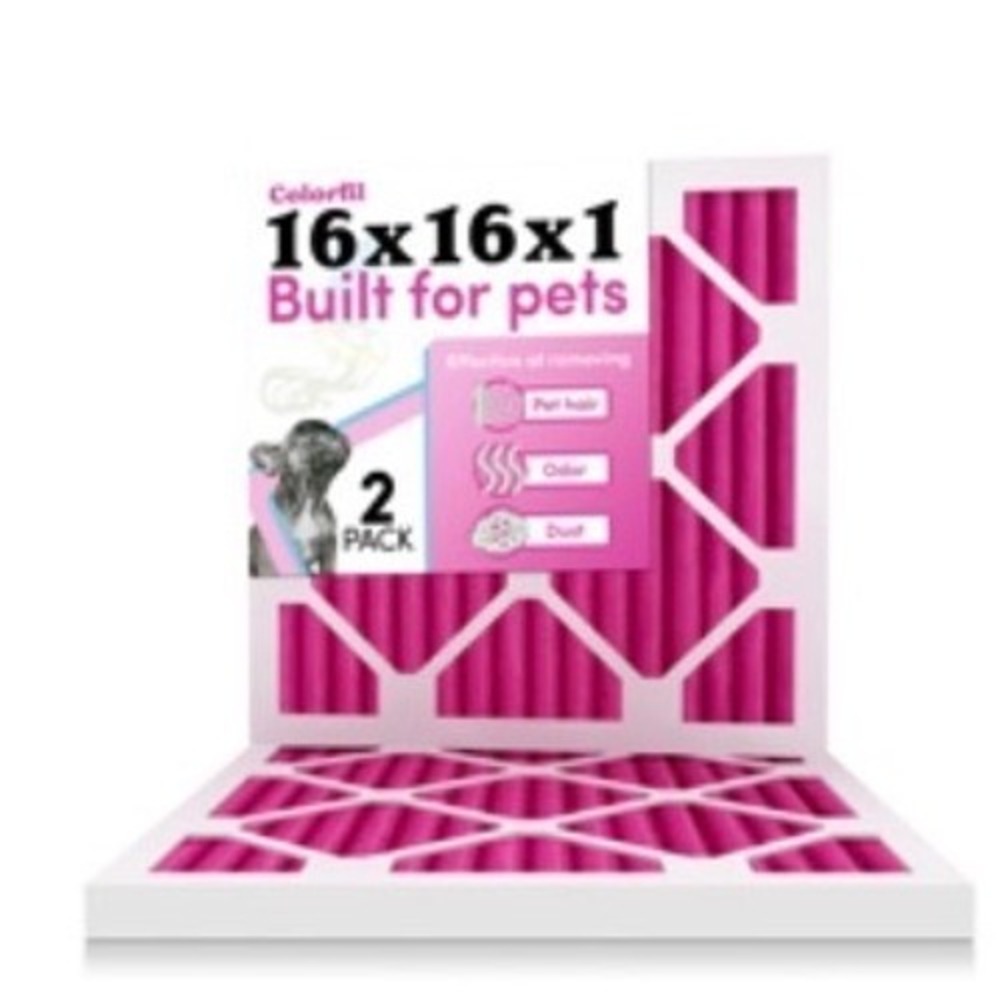 Colorfil 16x16x1 Air Filter 2 Pack MERV 8 Pet Odor Remover Pink HVAC Furnace AC